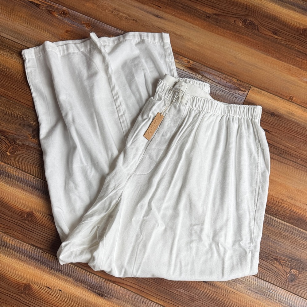 SKIMS NWT Boyfriend Sleep Pants 2X Marble Ivory Elastic Waist Pajama Bottoms